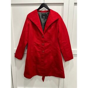Mossimo Supply Women's Red Belted Trench Coat Lightweight Jacket City Fashion